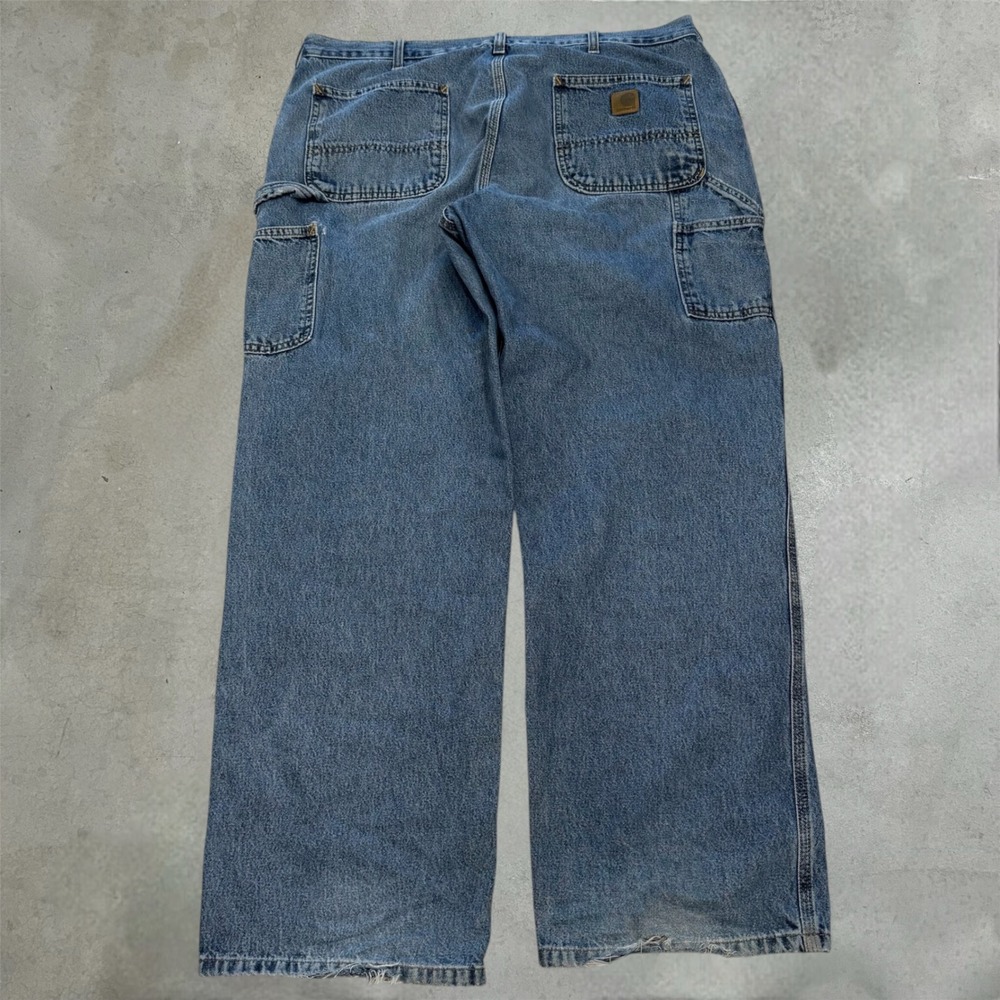 Baggy Carhartt Carpenter Jeans Mens 38 Blue Workwear B13 Original Dungaree Fit